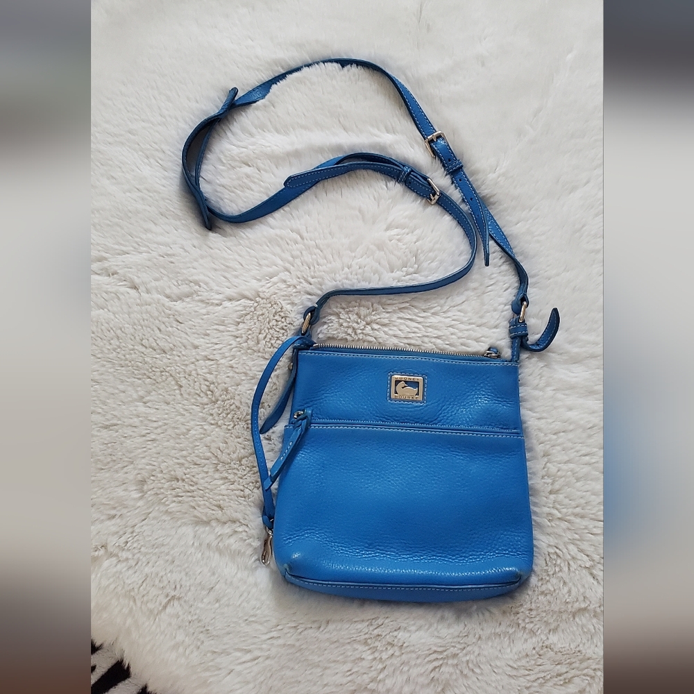 Vintage Dooney and Bourke Aqua Blue Leather Crossbody